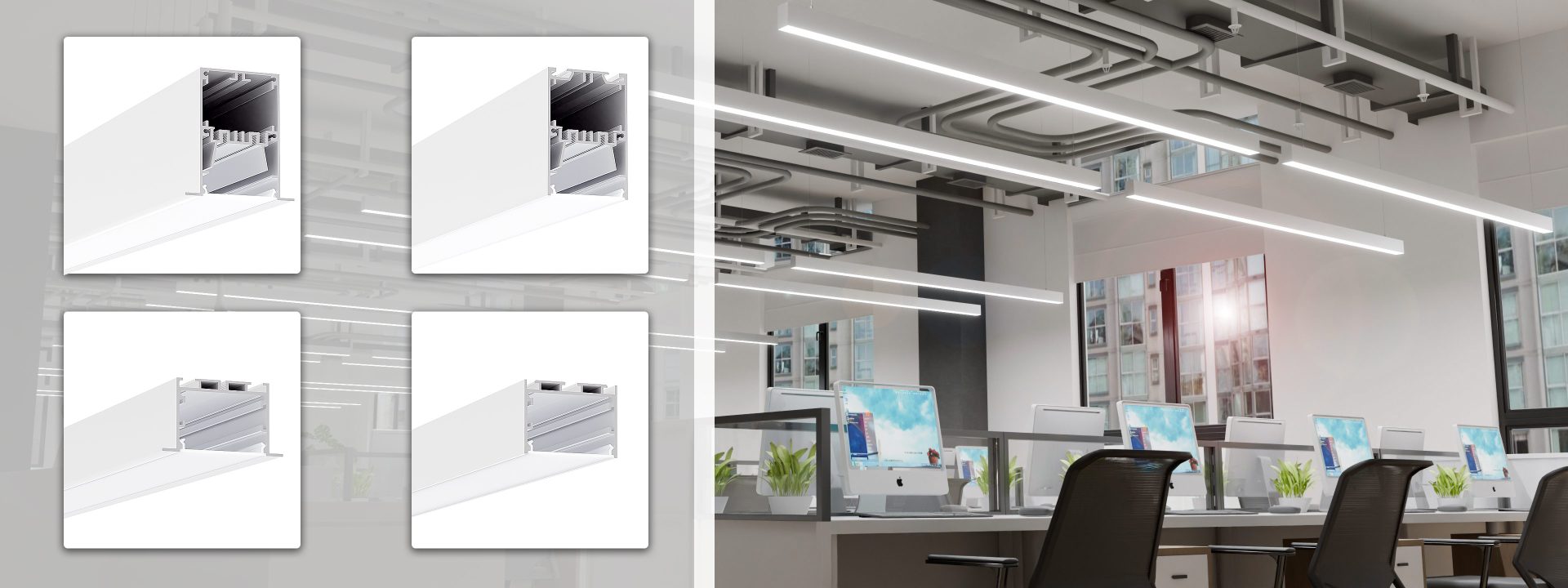 LEDLINEA aluminum profile office linear lighting system product photo