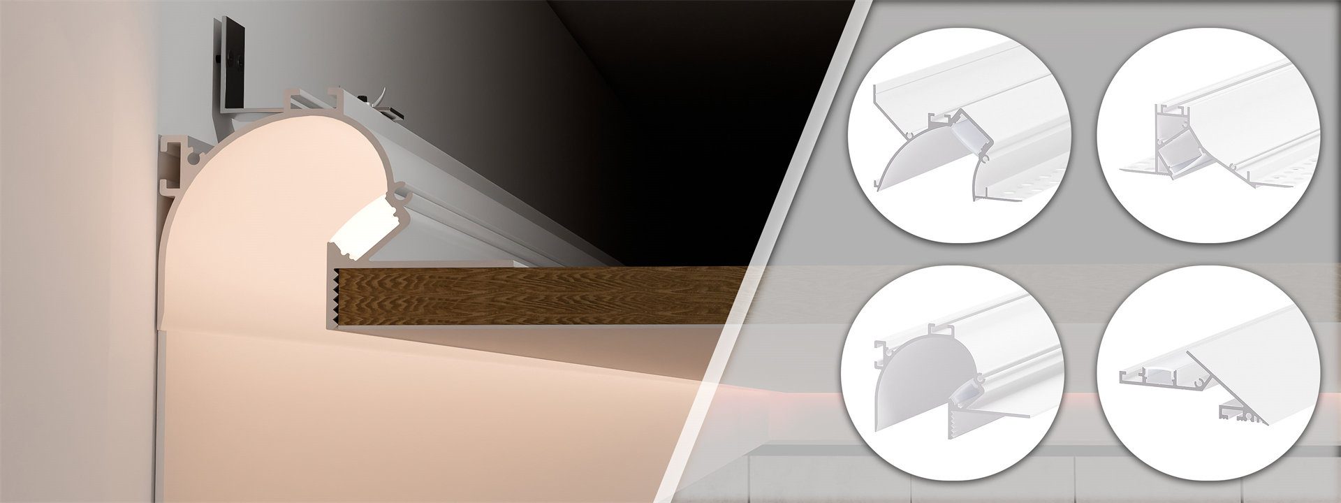LEDLINEA aluminum profile recessed wall washer lighting product photo