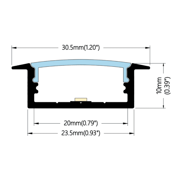 30.5×10mm Flanged Recessed Profile | AL009 - Image 2