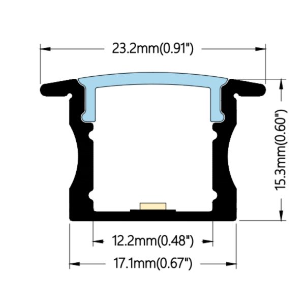 23×15mm Recessed LED Profile | AL012 - Image 2
