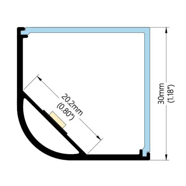 30×30mm Large Square Corner Profile | AL019 - Image 2