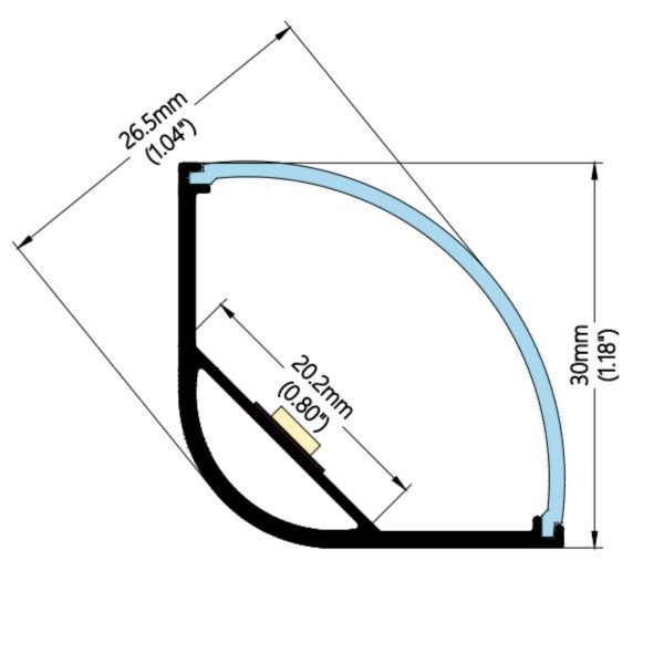 30×30mm Large Curved Corner Profile | AL020 - Image 2