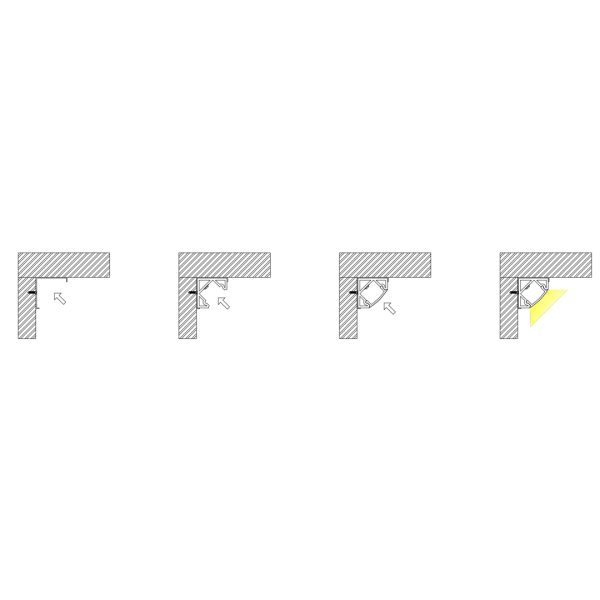 18.4×18.4mm Flat Illumination Corner Profile | AL022 - Image 3