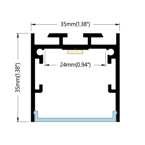 35×35mm Square Pendant/Surface Channel | AL035 - Image 2