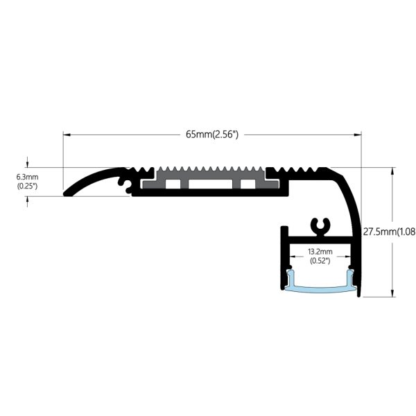 65×27.5mm Non-Slip Stair Channel | AL038 - Image 3
