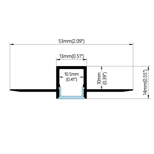 53×14mm Narrow Flush Mount Profile | AL059 - Image 2