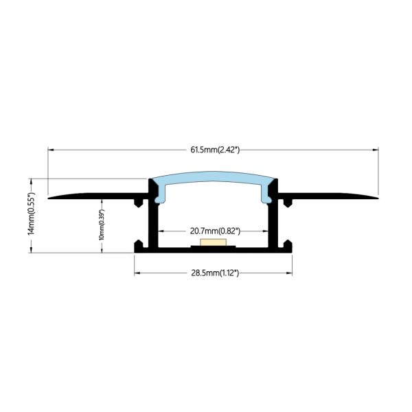 61.5×14mm Standard Flush Mount Profile | AL062 - Image 2