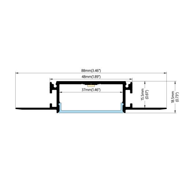 88×18.5mm Wide Flush Mount Profile | AL066 - Image 2