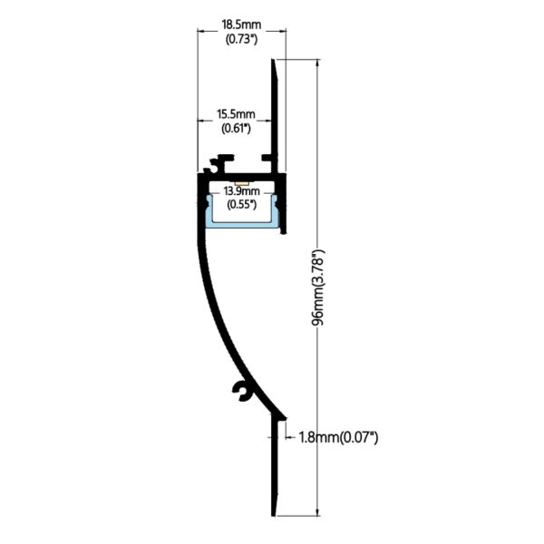 96×18.5mm Wall Wash Flush Profile | AL067 - Image 2