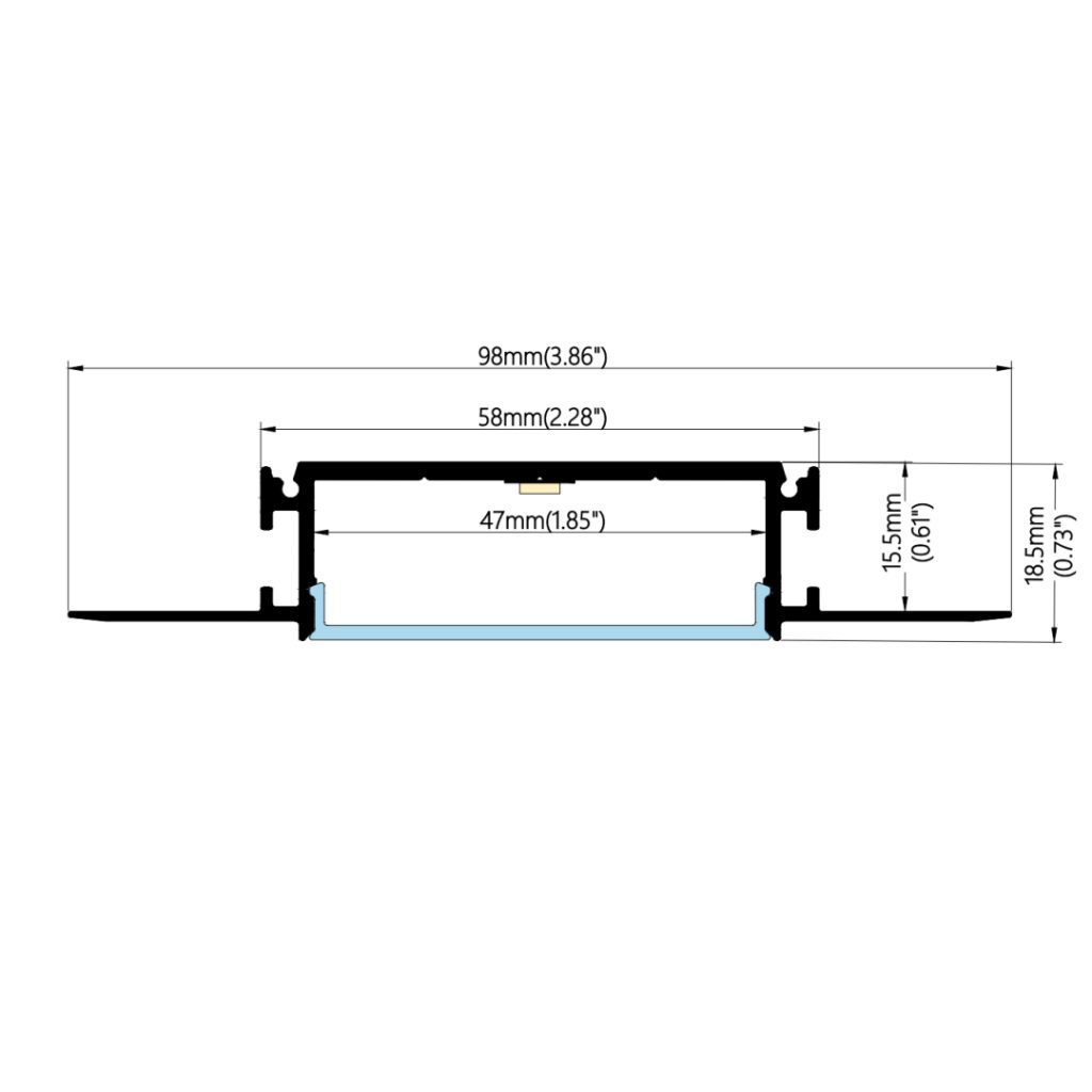Profile Angula 98×18.5mm Extra Wide Linkable Profile | AL068 | LEDLINEA