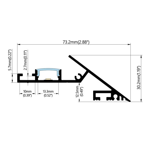 73×30mm Ultra-Thin Wall Washer Profile | AL072-A - Image 2