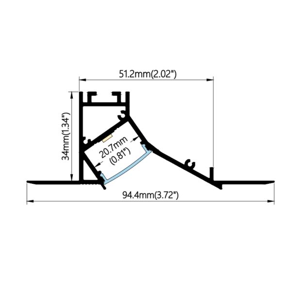 94×34mm Flush Wall Washer Profile | AL073 - Image 2
