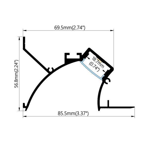 85.5×57mm Wide Wall Washer Profile | AL074 - Image 2