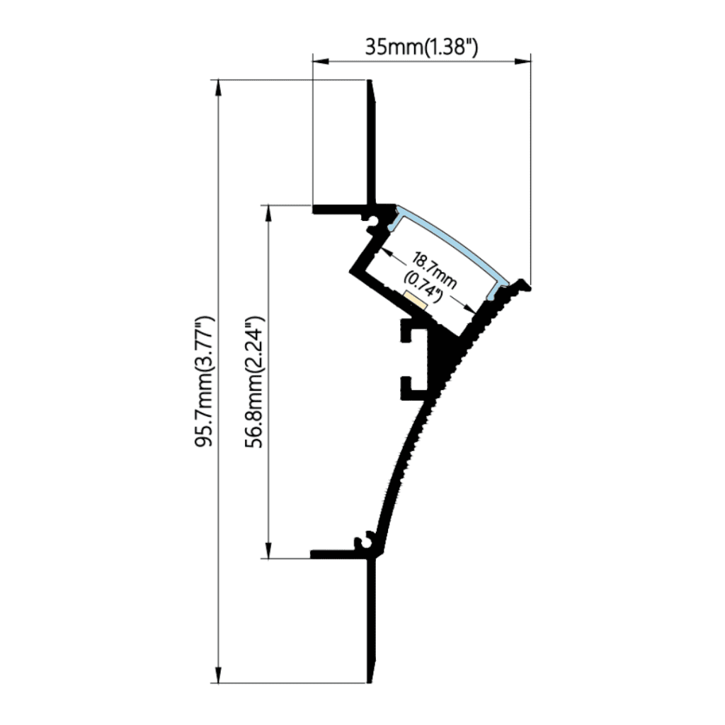 Profile Angula 96×35mm Recessed Wall Washer Profile | AL075 | LEDLINEA