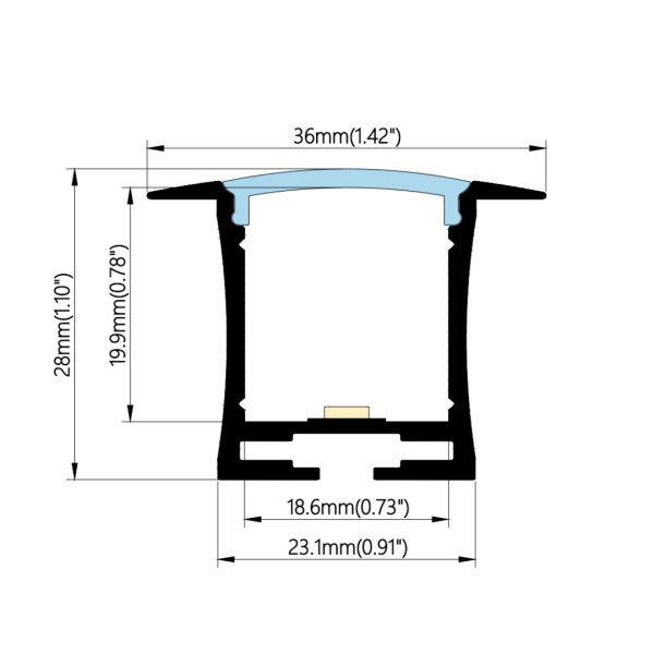 36×28mm Flanged Clip Channel | AL086 - Image 2