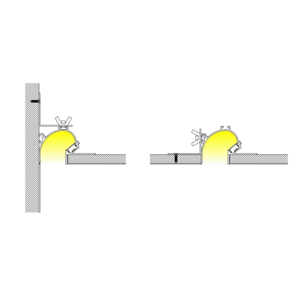Profile Angula 76.4×52mm Curved Wall Washer Profile | AL099 | LEDLINEA