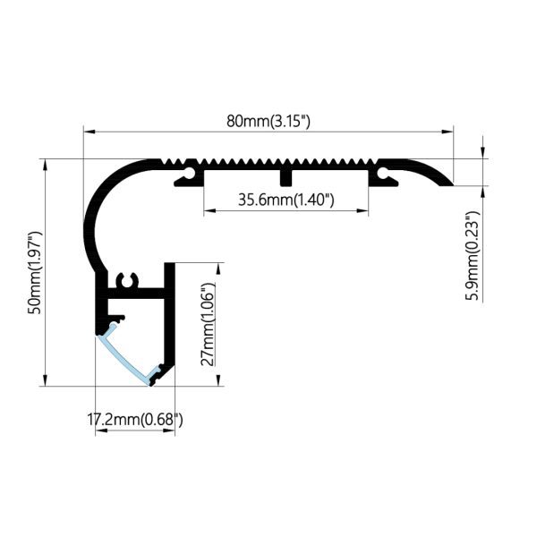 80×50mm Heavy-Duty Stair Track | AL129 - Image 2
