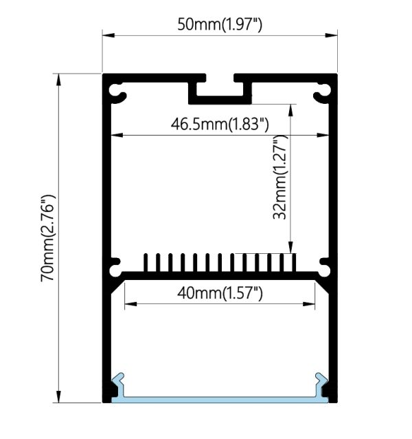 50×70mm Driver-Integrated Pendant Profile | AL031 - Image 2