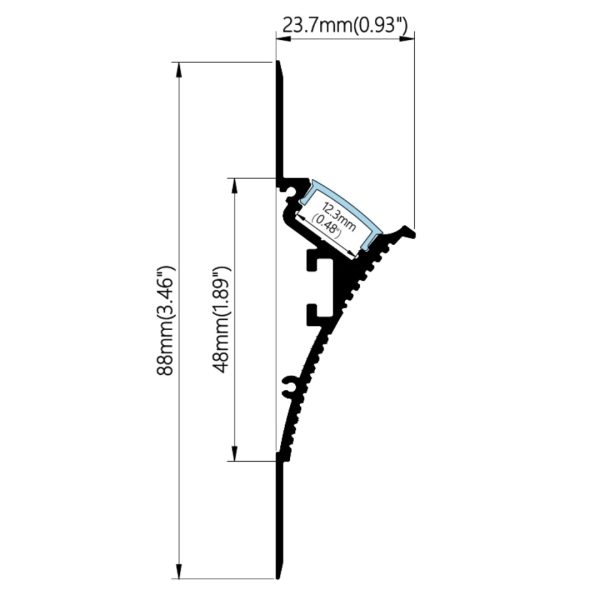 88×23.7mm LED Wall Washer Profile | AL075-N - Image 2