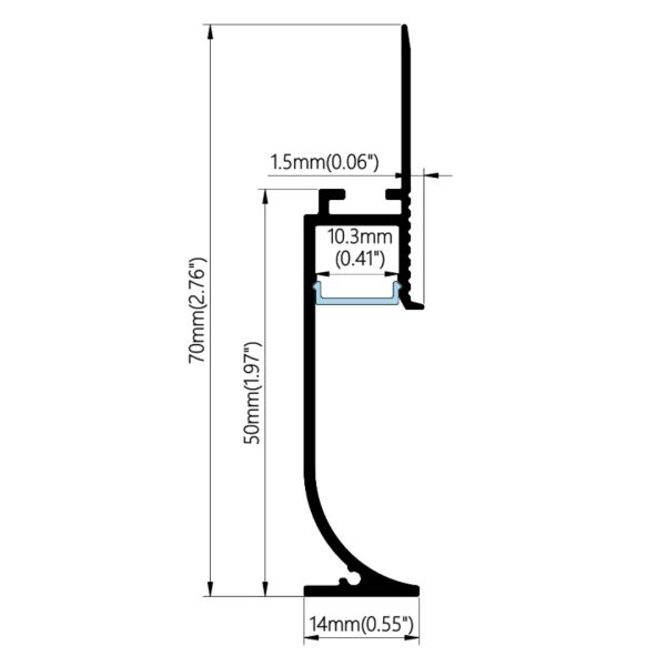 70×14mm Alu LED Skirting Profile | AL162 - Image 2