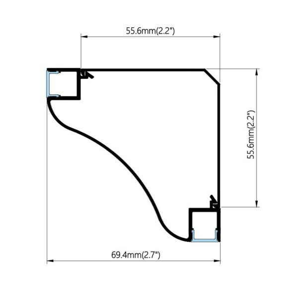 69.5x69.5mm Large Surface Mount Bi-Directional Corner LED Channel for ...