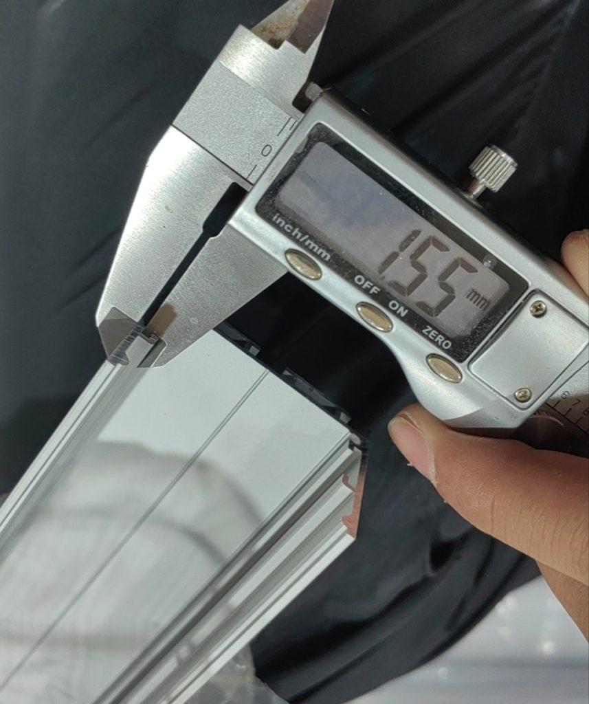 Measuring the aluminum wall thickness of an architectural LED profile for structural strength evaluation