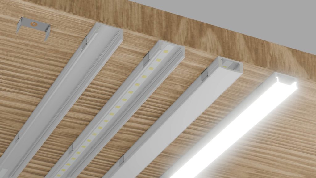 LED aluminum profile components with diffuser and LED stri