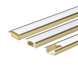 Gold LED aluminum profile with diffuser and LED strip for professional lighting projects