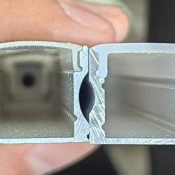 Comparison of aluminum thickness for small LED profiles showing different material thickness options